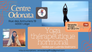 Atelier de yoga thérapeutique hormonal à Liège au Centre Odonata pour accompagner la péri-ménopause et la ménopause