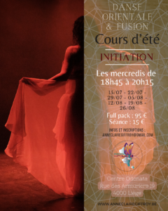 cours de danse orientale initiation débutantes Liège été 2026 Centre Odonata