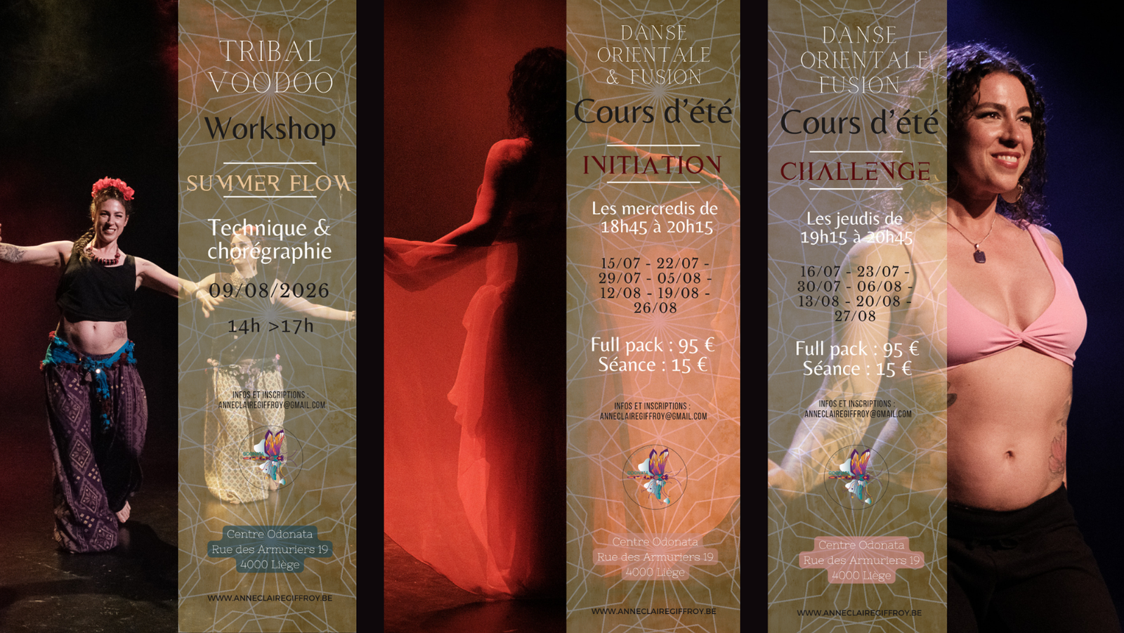 programme été 2026 danse orientale initiation challenge stage Liège Centre Odonata