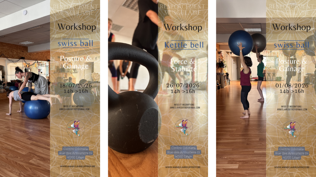 Ateliers de renforcement musculaire été 2026 Odonata Swiss ball kettlebell